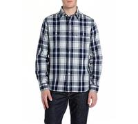 Replay M4147 Camicia, 010 Navy/Natural White, L Uomo
