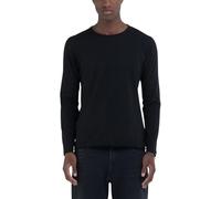 Replay Maglia a Maniche Lunghe da Uomo, vestibilità Normale, con Scollo Rotondo, 098 Nero, S
