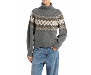 Replay Maglia Maniche Lunghe Dolcevita Grigio Donna S