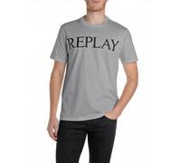 Replay Maglietta Basic da Uomo Girocollo a Maniche Corte, 093 Lead Grey, XXL