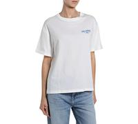 Replay Maglietta da Donna a Maniche Corte, 011 off White (Bianco), L