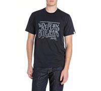 Replay Maglietta da Uomo in Cotone vestibilità Regolare, 970 Night Blue, XXL