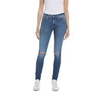 Replay New Luz Rose Label Jeans, 009 Blu Medio, 28W x 30L Donna