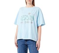 REPLAY T-Shirt Donna Manica Corta con Stampa, Blu (Aegean Sky 109), S