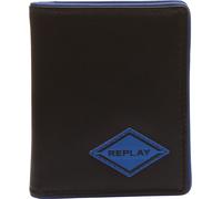 Replay Uomo Nero Blu Verticale Porta Carte Con Blu Logo IN Pelle