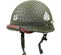 Replica casco WW2 dell'esercito americano M1 con rete e sottogola in tessuto, adatto per dipingere e fai da te