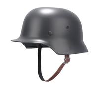 Replica Classica Dell'elmetto D'acciaio M35 Dell'esercito Tedesco Della Seconda Guerra Mondiale, Elmetto Della Prima Guerra Mondiale con Fodera in Pelle e Sottogola in Pelle(Dark grey)