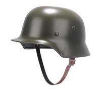 Replica Classica Dell'elmetto D'acciaio M35 Dell'esercito Tedesco Della Seconda Guerra Mondiale, Elmetto Della Prima Guerra Mondiale con Fodera in Pelle e Sottogola in Pelle(Army green)