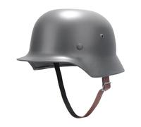 Replica Classica Dell'elmetto D'acciaio M35 Dell'esercito Tedesco Della Seconda Guerra Mondiale, Elmetto Della Prima Guerra Mondiale con Fodera in Pelle e Sottogola in Pelle(Light grey)