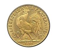 Replica di alta qualità della moneta storica: Francia 1899 20 Francs Oro Marianne Gallo Terza Repubblica.