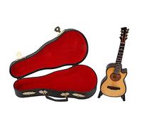 Replica di chitarra in miniatura, modello di mini strumento musicale in legno con ornamento di supporto, aspetto realistico per decorazioni, regali, collezione (chitarra mancante da 16 cm)
