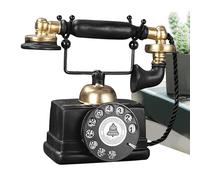 Replica di un telefono antico: scultura classica di un modello da scrivania con corda, telefono vintage dettagliato in resina, decorazione artistica per scaffali | Retro Rotary Prop per Woh