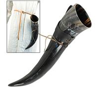 Replica medievale vichinga norvegese corno bevente con supporto in pelle