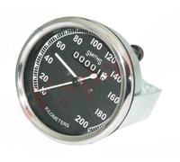Replica Smiths Speedo 0-200 Kmph Black Faced adatta a Norton Triumph R Enfield