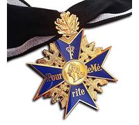 Replicamilitarymedals Grand Pour Le Merite 24k Placcato Oro Medaglia Croce e Foglia Di Quercia Blu Max Più Alto Onore + Nastro Repro
