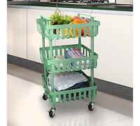 REPLOOD Carrello Carrellino Kallaro Multiuso 3 Ripiani in Metallo 40,2x25,8x76,4cm Verde