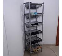 REPLOOD Scaffale Carrello Cantinetta 6 Ripiani Obliqui in Polipropilene 40 x 30 x 120 cm (Silver)