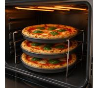 REPLOOD Set Cottura Teglie per Pizze 3 Ripiani con 3 Teglie Ø 29 cm e Supporto i