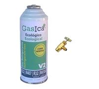 REPORSHOP - 1 Bottiglia Gas Ecologico Gasica 226Gr + V2 valvola sostitutiva R22, R32, R407C, R410A Organic Fermo