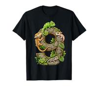 Reptile 9th Birthday 9 Years Old Lizard Jungle Party Boys Maglietta