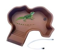 Reptile Bathing Pool, Tortoise Water Bowl with Ramp, Easy-Clean Soaking Tub, Portable Aquarium Feeder, Multi-Use Habitat Accessory for Reptiles, Breeding Enclosures, Landscaping