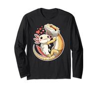 Reptile Keeper Pet Owner Cute Bearded Dragon Hugging Axolotl Maglia a Manica