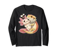 Reptile Keeper Pet Owner Cute Bearded Dragon Hugging Axolotl Maglia a Manica