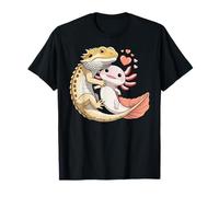 Reptile Keeper Pet Owner Cute Bearded Dragon Hugging Axolotl Maglietta