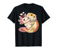 Reptile Keeper Pet Owner Cute Bearded Dragon Hugging Axolotl Maglietta