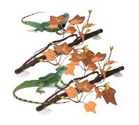 Reptile Tank Branches, 2 Piece Bendable with Leaf Suction Cup Design, | Artificial Reptile Climbing Plants for Gecko Chameleon Snake Lizard Tree Frog Bearded Dragon