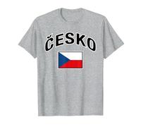 Repubblica Ceca Bandiera Orgoglioso Ceco in Ceco Maglietta, Uomo, Grigio Melange, 3XL
