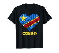 Repubblica del Congo Cuore DRC Bandiera Congolese Orgoglio Congolese Maglietta