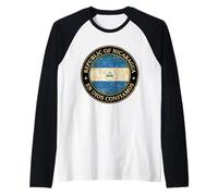 Repubblica del Nicaragua Vintage Distressed Sigillo Circolare Maglia con Maniche Raglan