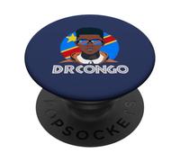 Repubblica Democratica del Congo, Bandiera del Congo, Ragazzo Africano, Bandiera Congolese, PopSockets PopGrip Adesivo