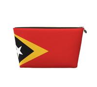 Repubblica Democratica di Timor Est - Beauty case da viaggio in pelle, riutilizzabile, organizer per cosmetici e accessori per il trucco, custodia con cerniera per la conservazione quotidiana, oro