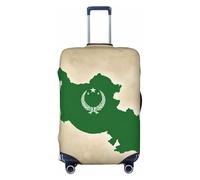 Repubblica di Uzbekistan Bandiera map01 Stampa Bagagli Da Viaggio Copertura Valigie Copertura Protettiva Valigie Lavabile Copertura Bagagli Anti-Graffio, Nero , L