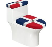 Repubblica Dominicana Set di 2 copriwater elastici e copriwater per bagno, morbidi e lavabili a forma di U