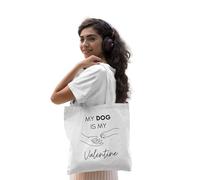 REPUBLIC OF CALIFORNIA ARCTT041-WH Tote Bag My Dog is My Valentine - Tote Bag umoristica ed elegante, bianco, bianco, 38 X 42 CM, Utility