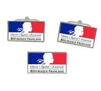 Republique Francaise (Francia) Bandiera Gemelli E Fermacravatta Set