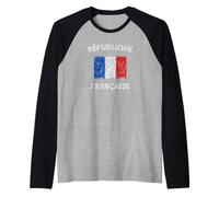 Republique Francaise (Vintage) - Bandiera Francese Maglia con Maniche Raglan