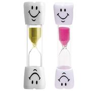 REQAG 2pcs Smiley Clessidra 3 Minuti Sandglass per Spazzolare i Denti Timer Orologio da Sabbia per Bambini e Adulti, Casa, Ufficio, Giochi(Rosa/yellow,3 Minuti)