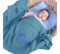 REQTYUI Coperte personalizzate per neonati: le coperte lavorate a maglia con nome ricamato personalizzato sono il regalo per neonati, neonati e bambine