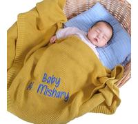 REQTYUI Coperte personalizzate per neonati: le coperte lavorate a maglia con nome ricamato personalizzato sono il regalo per neonati, neonati e bambine