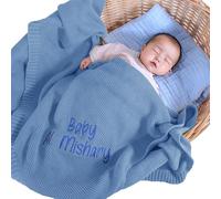 REQTYUI Coperte personalizzate per neonati: le coperte lavorate a maglia con nome ricamato personalizzato sono il regalo per neonati, neonati e bambine