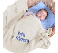 REQTYUI Coperte personalizzate per neonati: le coperte lavorate a maglia con nome ricamato personalizzato sono il regalo per neonati, neonati e bambine