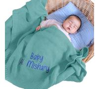 REQTYUI Coperte personalizzate per neonati: le coperte lavorate a maglia con nome ricamato personalizzato sono il regalo per neonati, neonati e bambine