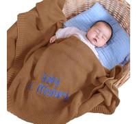 REQTYUI Coperte personalizzate per neonati: le coperte lavorate a maglia con nome ricamato personalizzato sono il regalo per neonati, neonati e bambine