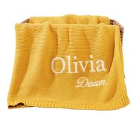 REQTYUI Couverture en tricot épais et doux de 40x30 pouces - Personalizzabile à la main, sans nom Geschenk für Kleinkinder (Gelb)
