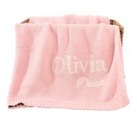 REQTYUI Couverture en tricot épais et doux de 40x30 pouces - Personalizzabile à la main, sans nom Geschenk für Kleinkinder (Hellrosa)