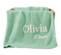 REQTYUI Couverture en tricot épais et doux de 40x30 pouces - Personalizzabile à la main, sans nom Geschenk für Kleinkinder (Grün)